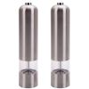 2pcs Stainless Steel Electric Automatic Pepper Mills Salt Grinder Silver - Silver