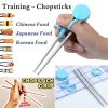 Learning Chopsticks Helper Training Chopstick Stainless Steel Chopsticks for Right or Left Handed Kids Teens Adults Beginners  - blue