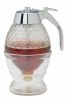 No Drip Honey Dispenser with Stand Honey Comb Shape Plastic Container Maple Syrup and Sugar Syrup Jar Pot - clear