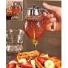 No Drip Honey Dispenser with Stand Honey Comb Shape Plastic Container Maple Syrup and Sugar Syrup Jar Pot - clear