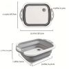 Multifunctional Folding Chopping Board Washing Basin Drain Basket RV Kitchen Supplies Folding Vegetable Basket - Gray And White Basket