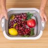 Multifunctional Folding Chopping Board Washing Basin Drain Basket RV Kitchen Supplies Folding Vegetable Basket - Gray And White Basket