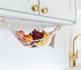 Fruit Hammock,Gray Fruit Basket, 100% Cotton, Screws & S Hooks, Banana Holder, Hanging Fruit Basket for Potato Storage - Type 2