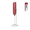 Handheld Frother Electric Whisk, Milk Foamer, Mini Mixer with Stand - Red