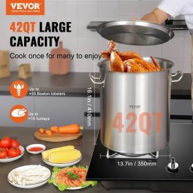 VEVOR Stainless Steel Stockpot, 42 Quart Large Cooking Pots, Cookware Sauce Pot with Strainer,lid,handle