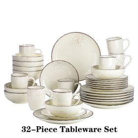 Vancasso Navia-C 16/32/48-Piece Stoneware Ceramic Dinnerware Set with Dinner Plate,Dessert Plate,800ml Bowl,Mug Tableware Set (Color: 32-Piece)
