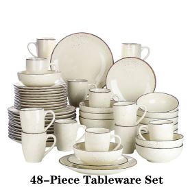 Vancasso Navia-C 16/32/48-Piece Stoneware Ceramic Dinnerware Set with Dinner Plate,Dessert Plate,800ml Bowl,Mug Tableware Set (Color: 48-Piece)